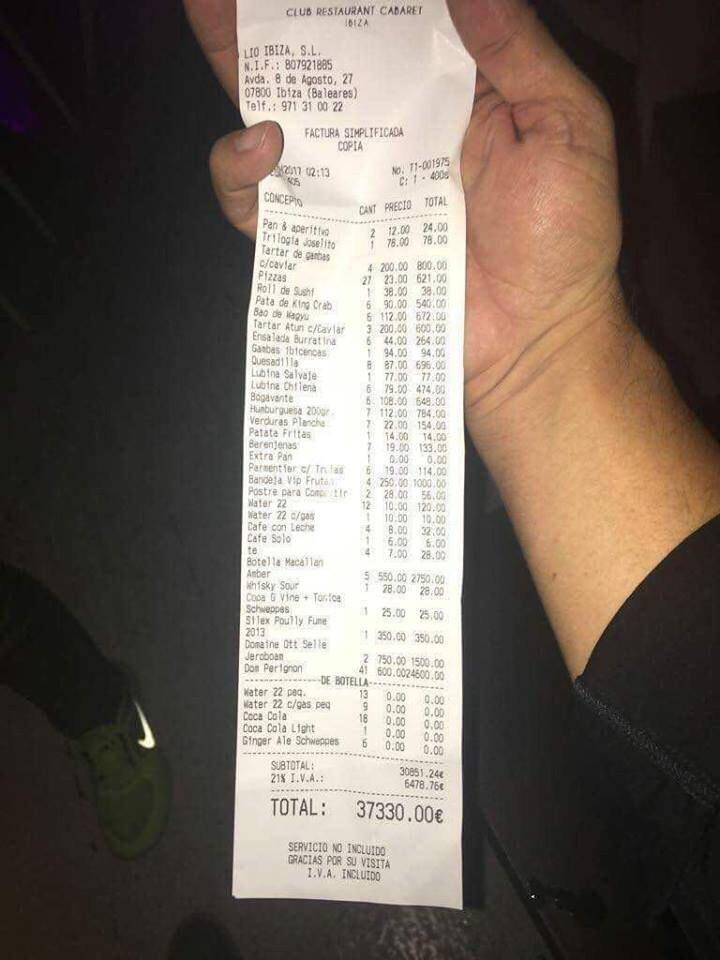 Messi’s bill in Ibiza